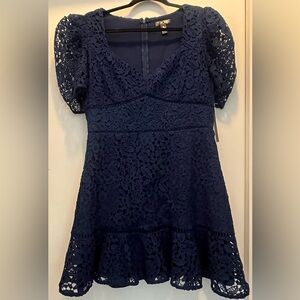 Aqua NWT Navy Lace Short Sleeve Dress